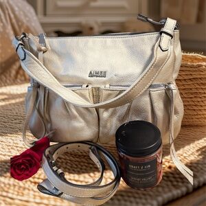 Aimee Kestenberg Light gold/cream Leather Shoulder Bag